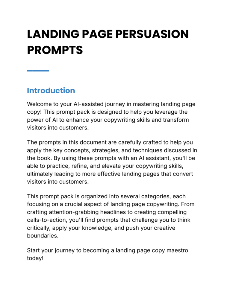 Landing Page Persuasion - Prompts cover
