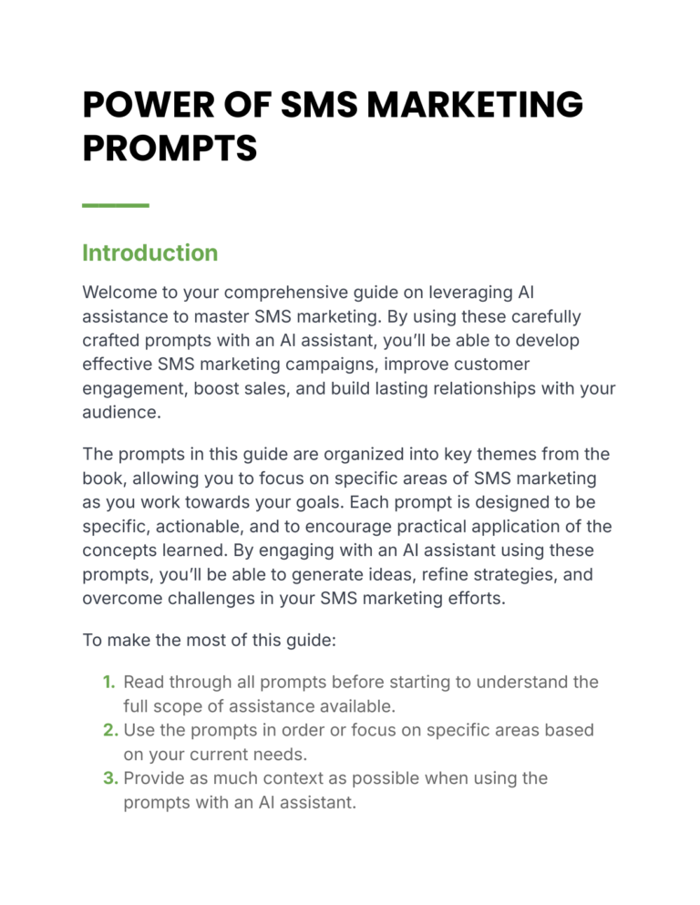 Power of SMS Marketing - Prompts cover