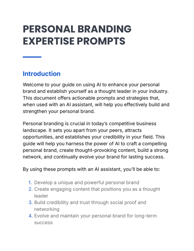 Personal Branding Expertise - Prompts cover