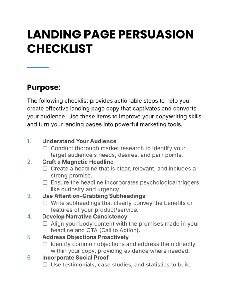 Landing Page Persuasion - Checklist cover