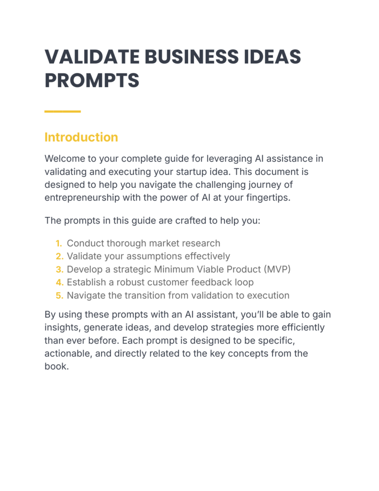 Validate Business Ideas - Prompts cover