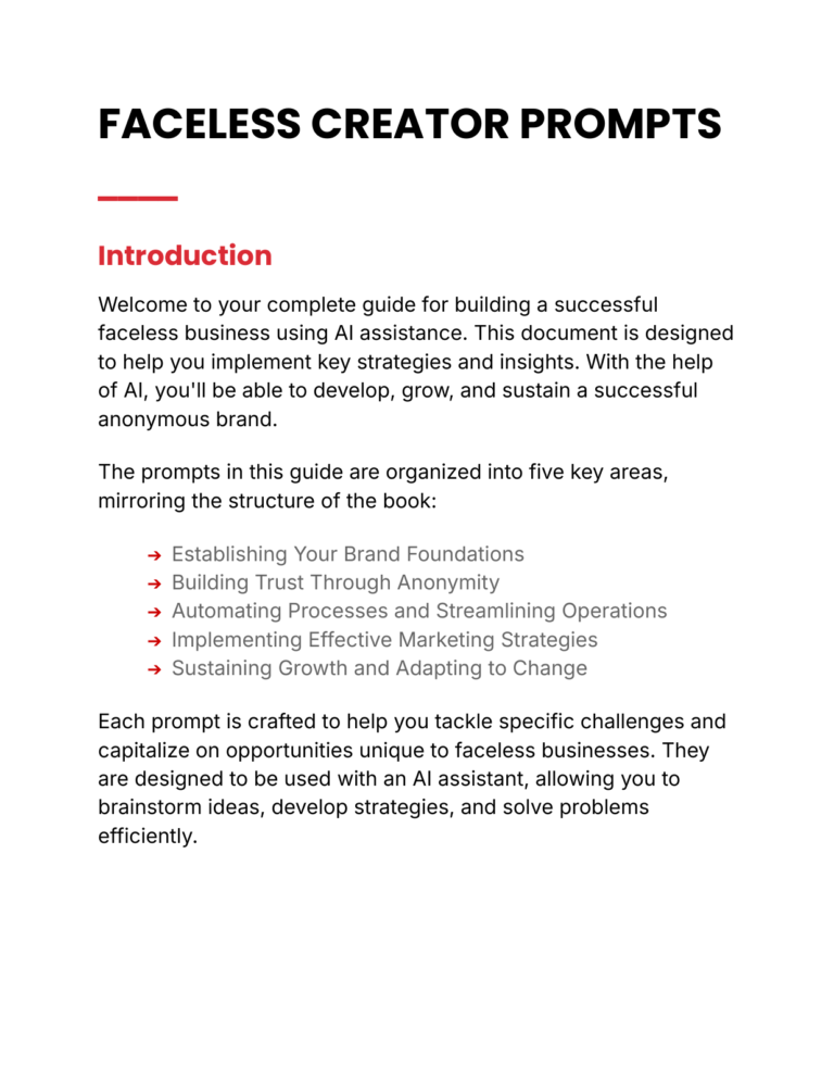 Faceless Creator - Prompts cover