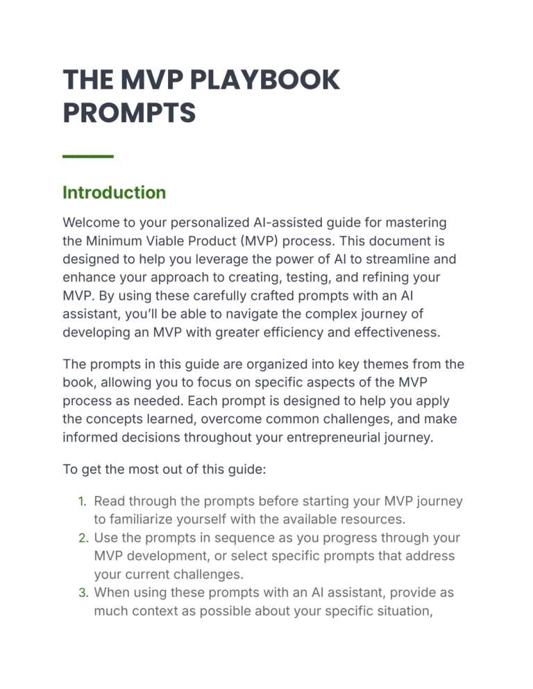 The MVP Playbook - Prompts cover