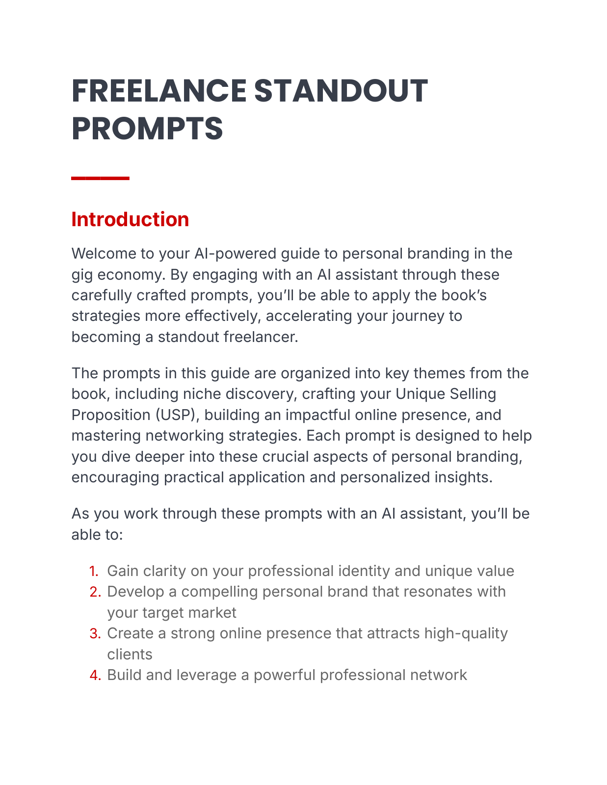 freelance standout prompts cover Freelance Standout Prompts cover
