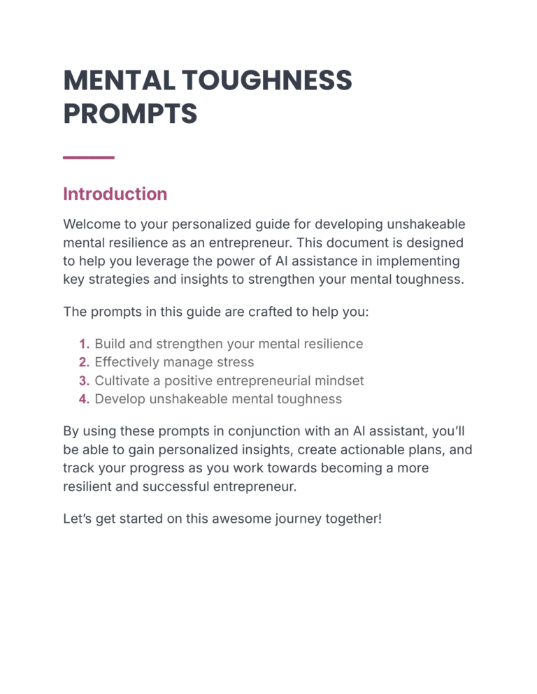 Mental Toughness - Prompts cover